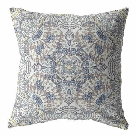 PALACEDESIGNS 18 in. Boho Ornate Indoor & Outdoor Throw Pillow Yellow & Gray PA3095409